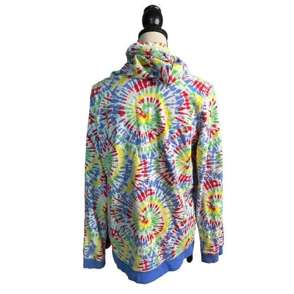 Lands End Hoodie Tye Dye Blue Yellow Blue Kangaroo Pocket Blue Cuffs & Hem XXL - Picture 2 of 6